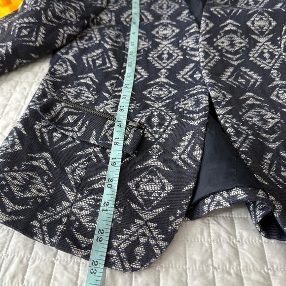 Helene London Medium Womens Jacket Open Front Geometric Pattern Navy/Off-White C - Picture 8 of 9